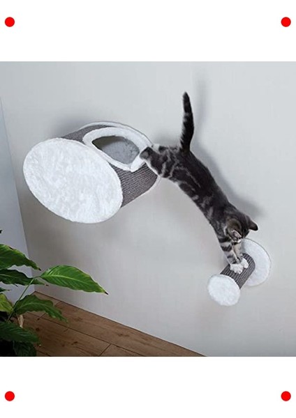 Duvara Monte Kedi Tırmanma Basamağı - Gri/beyaz fiyatları