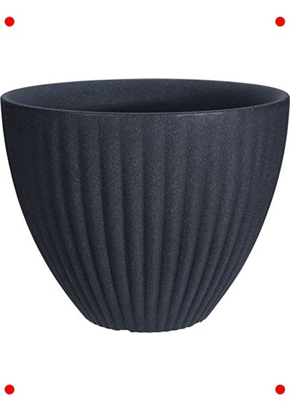 Lotus Desenli Antrasit Plastik Saksı