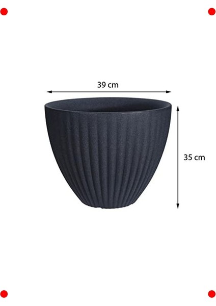 Lotus Desenli Antrasit Plastik Saksı fiyatları