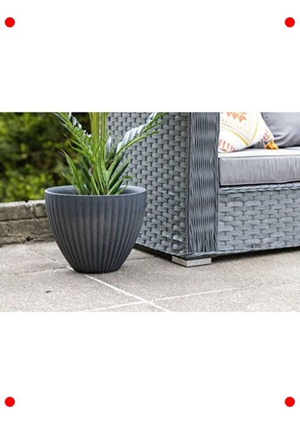 Lotus Desenli Antrasit Plastik Saksı fırsatları