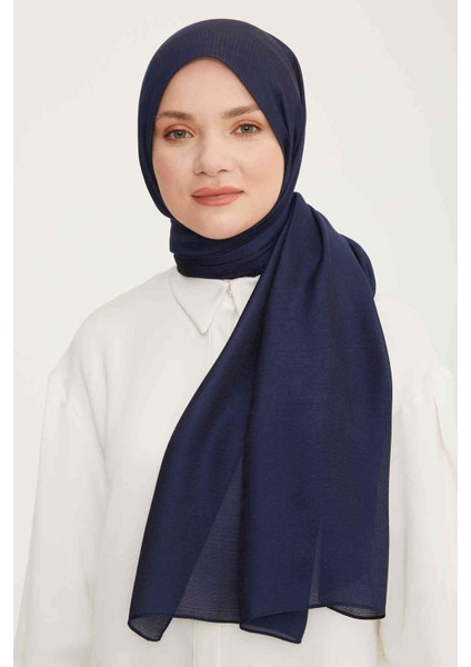 Trend Lacivert Düz Renk Pırıltı Şal 2 - 23048