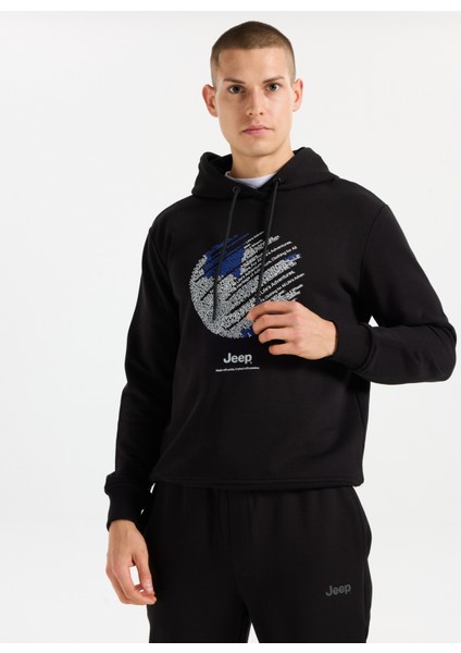 Kapüşon Yaka Baskılı Siyah Erkek Sweatshırt J5WM-SWT7694 modelleri