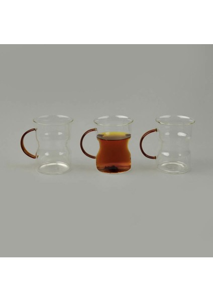 Keyif 3'lü Renkli Kulplu Cam Kupa - Renkli - 200 ml