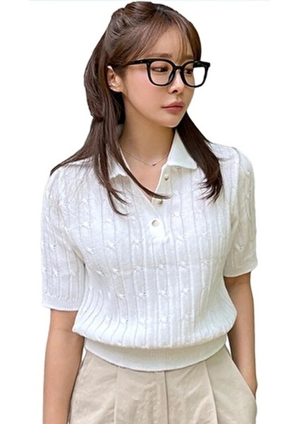 Kadın Triko Kazak Yumuşak Kumaş ve Kaşındırma Yapmaz Özellikte Beyaz