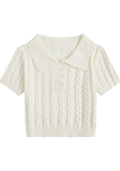 Kadın Triko Kazak Yumuşak Kumaş ve Kaşındırma Yapmaz Özellikte Beyaz