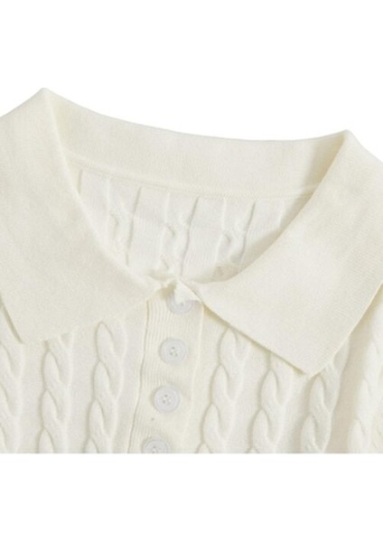 Kadın Triko Kazak Yumuşak Kumaş ve Kaşındırma Yapmaz Özellikte Beyaz