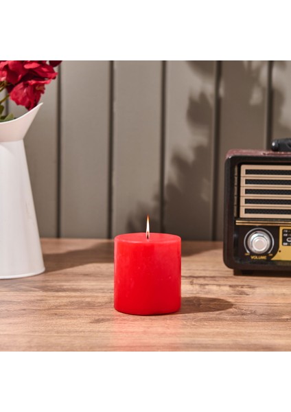 Scarlet Küçük Baton Mum - Kırmızı - 7x7 cm