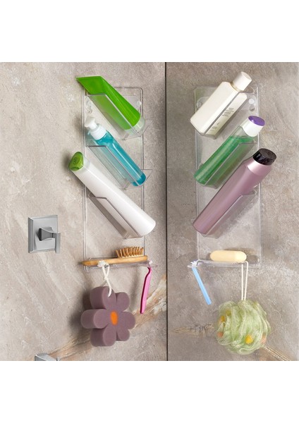 Store 2'li Banyo Duş Organizeri - Şeffaf - 40,6X16,4X7,4 cm