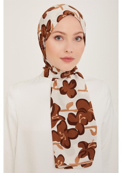 Trend Defne Şal 6348 - 03 Kahverengi Beyaz