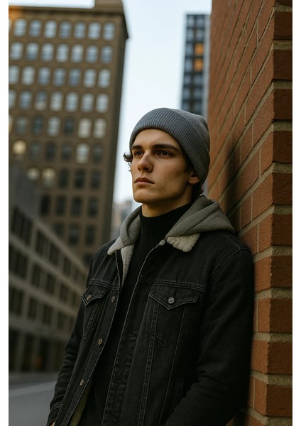 Erkek Içi Kürklü Kışlık Kapşonlu Siyah Kot Mont modelleri