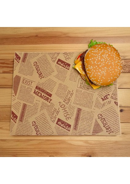 50'li Vintage Gazete Desenli Sunum Kağıdı - Kahverengi - 28X38 cm