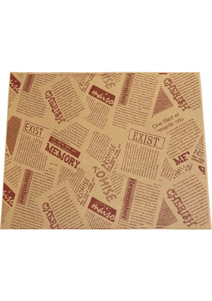 50'li Vintage Gazete Desenli Sunum Kağıdı - Kahverengi - 28X38 cm fiyatları