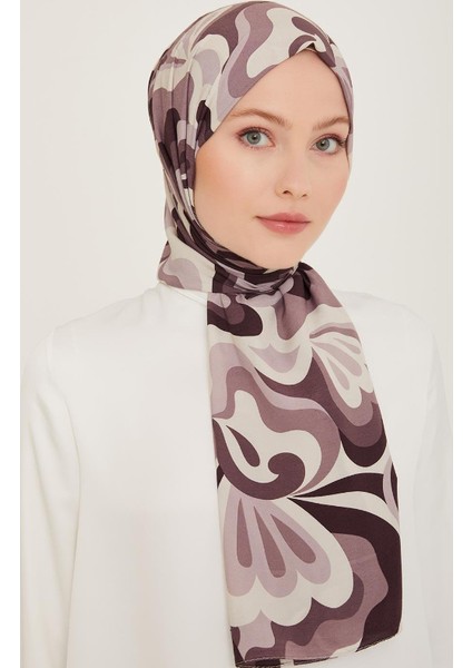 Trend Defne Şal 6348 - 2 - 23 Mürdüm Beyaz