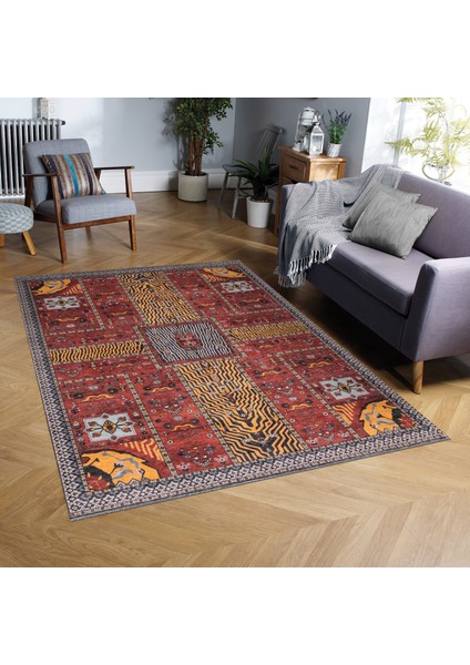 Desenli Polyester ve Pamuklu Yıkanabilir Kaymaz Taban Halısı