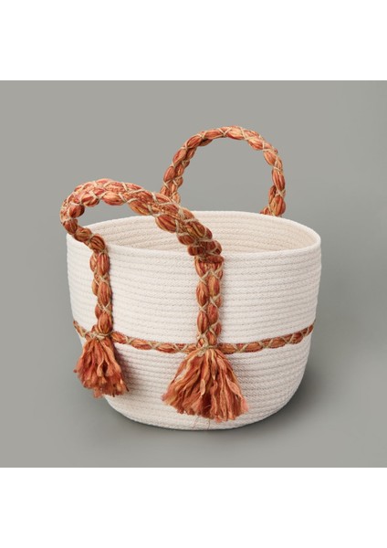 Living Urban Delight Dekoratif Sepet - Krem / Turuncu - 25X21 cm