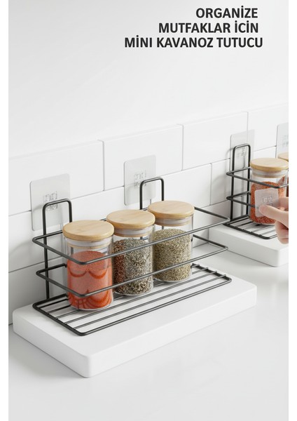 Yapışkanlı Duvar Rafı – Baharat Rafı, Kavanoz Rafı Banyo/mutfak Organizer, 30 x 12 x 9 cm 722347 modelleri