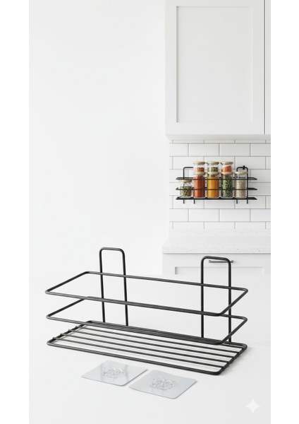 Yapışkanlı Duvar Rafı – Baharat Rafı, Kavanoz Rafı Banyo/mutfak Organizer, 30 x 12 x 9 cm 722347 indirimleri