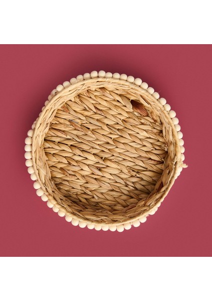 Boncuklu Su Sümbülü Dekoratif Tepsi - Bej - 33 cm fiyatları