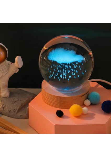 Yağmur Bulutu Tasarımlı Renk Değiştiren Cam Küre - Lisinya