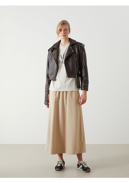 Yeni Sezon Beli Lastikli Poplin Kadın Etek