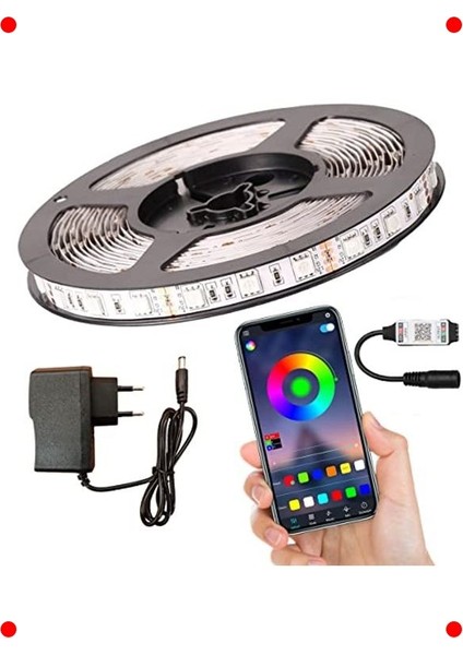 Rgb Şerit LED Seti 3 Metre Bluetooth Müzik Duyarlı