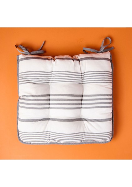 Soft Elegant Curves Kalın Çizgili Sandalye Minderi - Ekru / Siyah - 43X43 cm modelleri