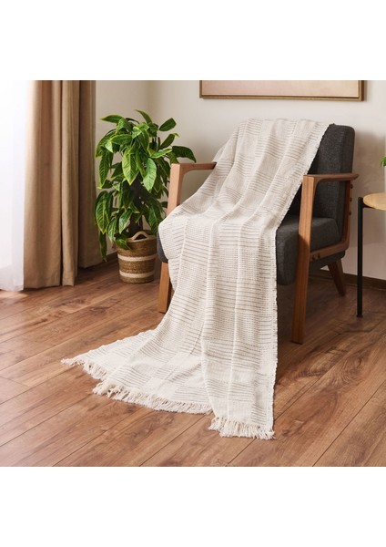 Soft Nemo Koltuk Şalı - Ekru / Antrasit - 180X220 cm