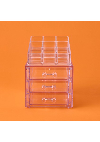 Living 3 Çekmeceli Takı ve Makyaj Organizeri - Şeffaf - 15X13X18 cm