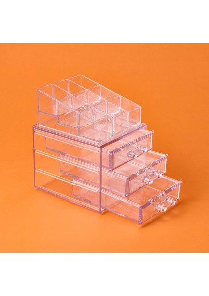 Living 3 Çekmeceli Takı ve Makyaj Organizeri - Şeffaf - 15X13X18 cm fiyatları