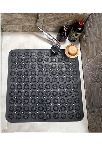 Kare Vantuzlu Banyo Kaydırmaz Paspas- Tırtıklı Ayak Duş Matı Silikon Masaj Pedi