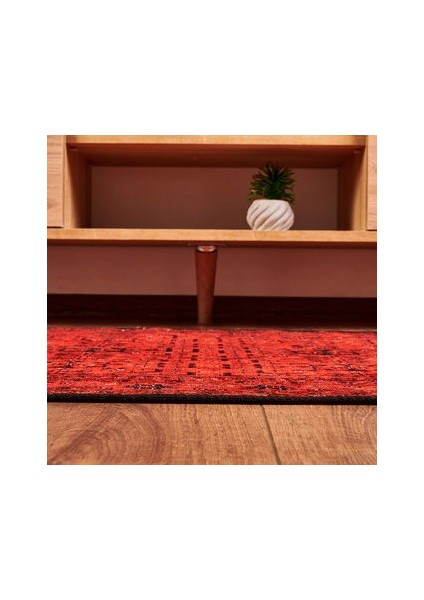 Soft Atlas Afgan Desenli Halı - Kırmızı - 80X150 cm fiyatları