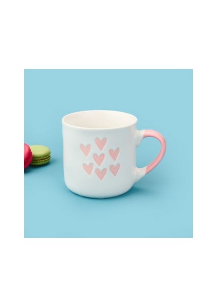Houseware 7 Kalp Desenli Porselen Kupa - Beyaz / Pembe - 320 ml fiyatları