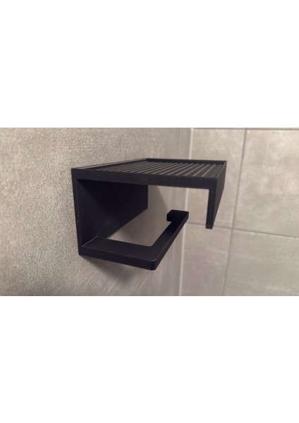 Tuvalet Kağıtlığı, Modern Siyah Renkli Kendinden Yapışkanlı Telefon Raflı Tuvalet Kağıdı Tutucu, Delmeden Montaj, Banyo Tuvalet Kağıtlık, Tuvalet Kağıdı Askısı Aparatı, Wc Kağıdı Tutacağı