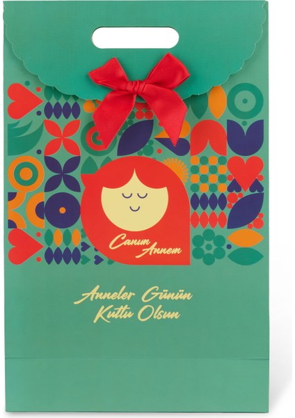 Deco Anneler Günü Desenli Fiyonk Çanta - Renkli - 38 cm