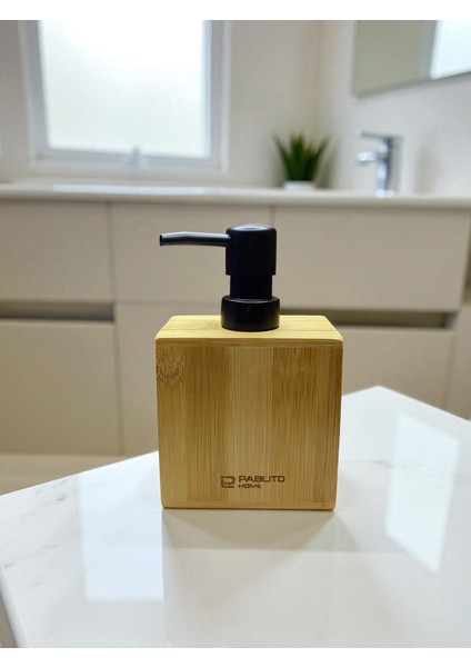 Pablito Home Bambu Sıvı Sabunluk | Doğal Ahşap Sabunluk – Mat Siyah Başlıklı, 300 ml fiyatları
