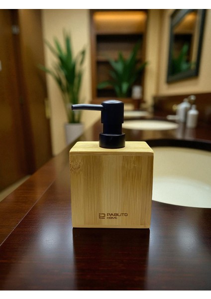 Pablito Home Bambu Sıvı Sabunluk | Doğal Ahşap Sabunluk – Mat Siyah Başlıklı, 300 ml modelleri