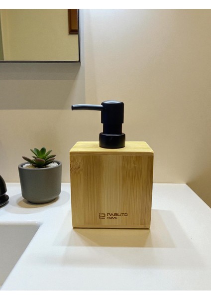 Pablito Home Bambu Sıvı Sabunluk | Doğal Ahşap Sabunluk – Mat Siyah Başlıklı, 300 ml indirimleri
