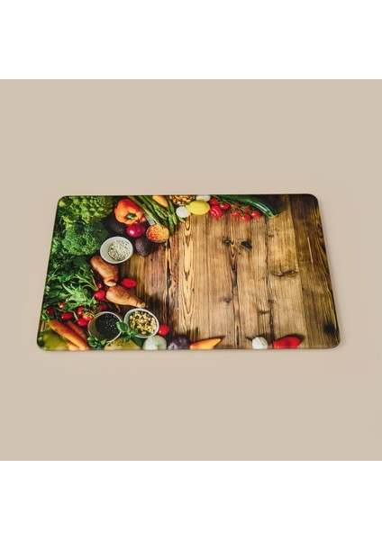 Ahşap Desenli Cam Kesme Tahtası - Renkli - 20X30 cm