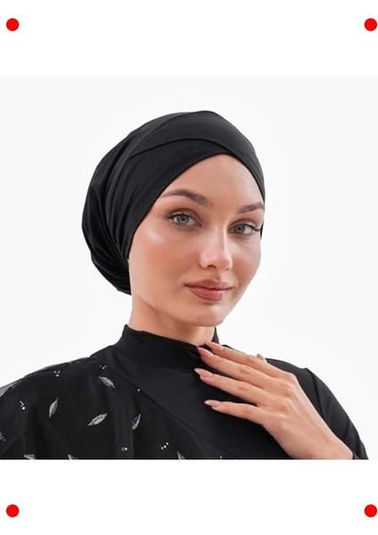 Kadın Tesettür Yüzücü Bone - Lastikli Bağlamalı
