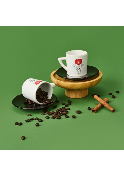 LMB-I02 Sevgi Temalı 2'li Fincan Takımı - Renkli - 90 ml