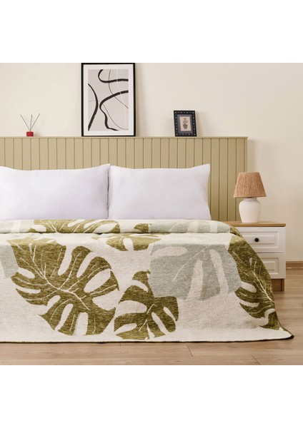 Soft Tropic Pamuklu Çift Kişilik Battaniye - Yeşil - 200X220 cm fiyatları