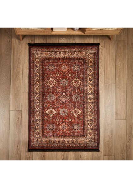 Soft Line Afgan Desenli Halı - Kırmızı - 120X180 cm