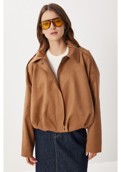 Süet Görünümlü Bomber Ceket LOH0014 Camel fiyatları