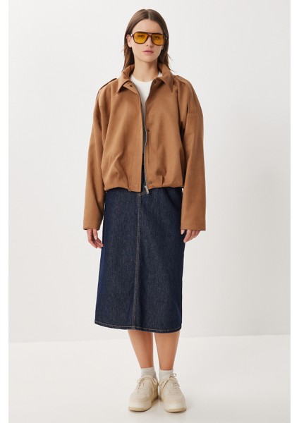 Süet Görünümlü Bomber Ceket LOH0014 Camel modelleri