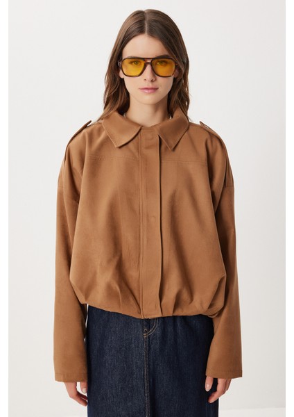 Süet Görünümlü Bomber Ceket LOH0014 Camel fırsatları