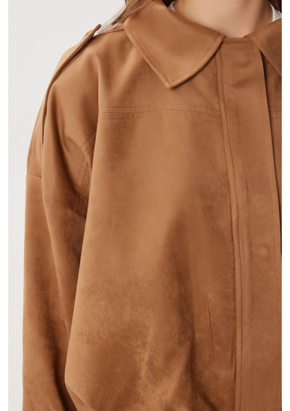 Süet Görünümlü Bomber Ceket LOH0014 Camel indirimleri