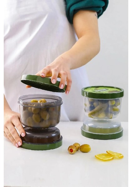 Çift Taraflı Süzgeçli Zeytin Turşu Saklama Kabı + Buzdolabı Düzenleyici Sepet - Beyaz - 2li Set 1xpt modelleri