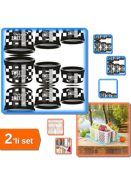 3'lü Saklama Kabı Seti + Buzdolabı Düzenleyici Sepet - Düzenli Mutfak Seti - 6A9GZL
