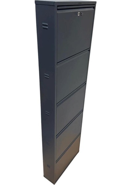 Metal Ayakkabılık 5'li Siyah Kilitli Model