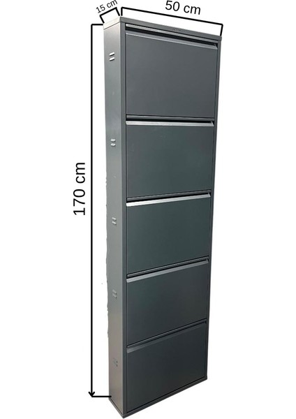 Metal Ayakkabılık 5'li Siyah Kilitli Model